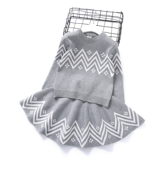 Μοντέρνο παιδικό σετ - φούστα και μπλούζα με γκρι χρώμα