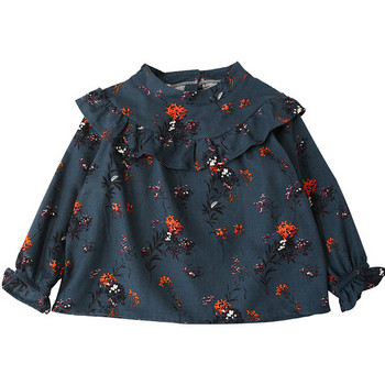 Μοντέρνο παιδικό πουκάμισο για κορίτσια με μοτίβα λουλουδιών σε δύο χρώματα