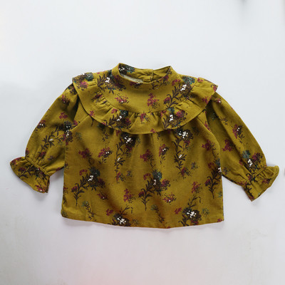 Μοντέρνο παιδικό πουκάμισο για κορίτσια με μοτίβα λουλουδιών σε δύο χρώματα