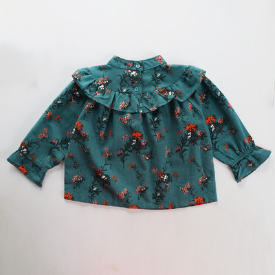 Μοντέρνο παιδικό πουκάμισο για κορίτσια με μοτίβα λουλουδιών σε δύο χρώματα