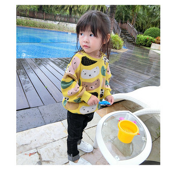 Παιδική μπλούζα για κορίτσια με φυτικά μοτίβα σε κίτρινο   και γκρι χρώμα 