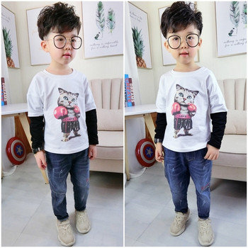 Παιδική μπλούζα με μακρύ μανίκι και εφαρμογή  για αγόρια