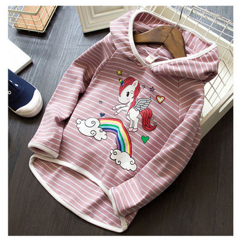 Καθημερινή παιδική μπλούζα για κορίτσια με κουκούλα και πολύχρωμη εφαρμογή σε διάφορα χρώματα