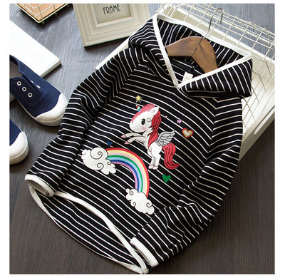 Lezser gyerek blúz lányoknak kapucnival és színes rátéttel több színben