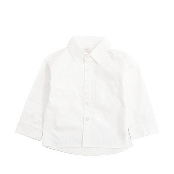 Стилна детска риза за момчета с джоб в бял цвят