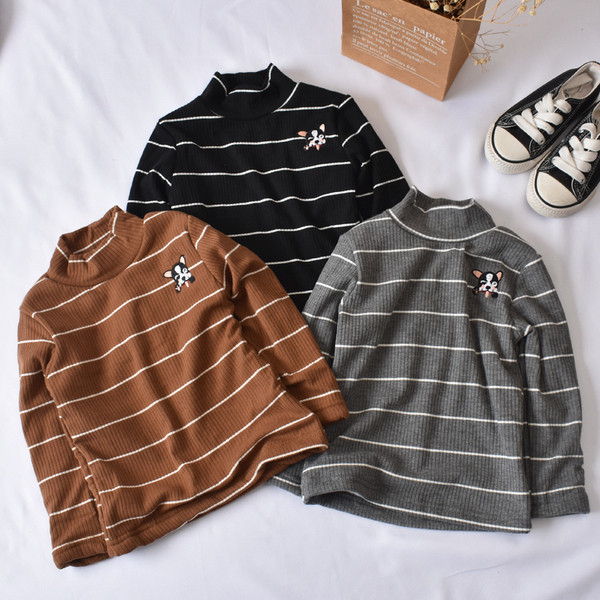 Alkalmi gyerek csíkos blúz három színben hímzéssel