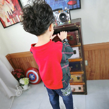 Модерна детска блуза за момчета с карирани ръкави в два цвята 