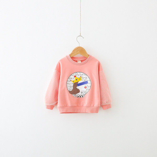 Bluză modernă pentru copii pentru fete în mâneci roz și dantelă