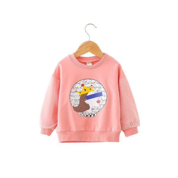 Bluză modernă pentru copii pentru fete în mâneci roz și dantelă