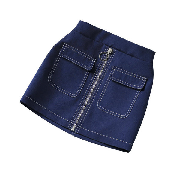 Stílusos gyerekszoknya cipzárral és zsebekkel
