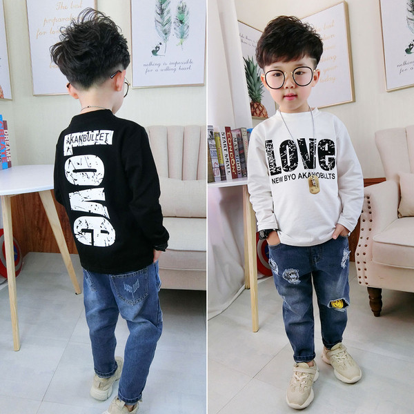Bluza eleganta pentru copii pentru baieti cu inscriptie in doua culori