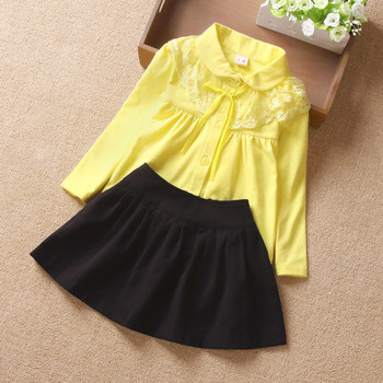 Παιδικό πουκάμισο για κορίτσια  σε κίτρινο και ροζ χρώμα