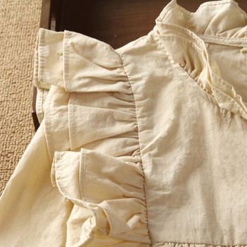 Μοντέρνο παιδικό πουκάμισο για κορίτσια με μανίκι λωτού σε λευκό χρώμα