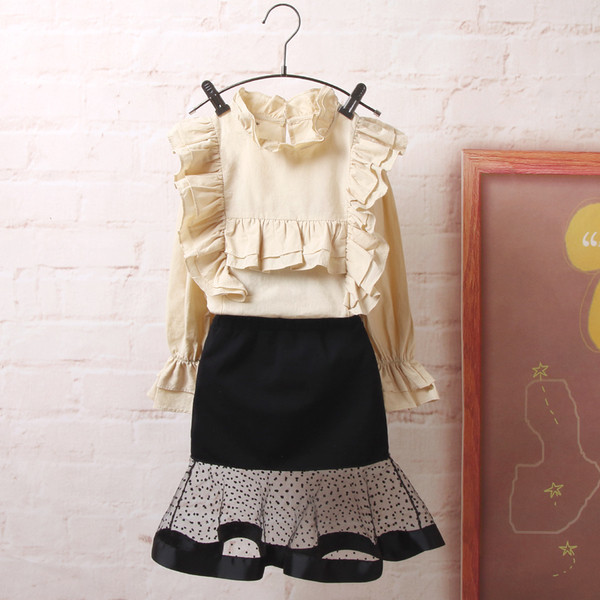 Modern, fehér lótusz ujjú gyereking lányoknak