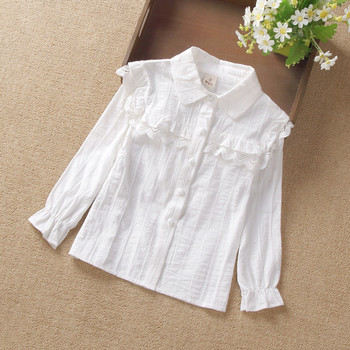 Κομψό παιδικό πουκάμισο για κορίτσια - τρία μοντέλα σε λευκό χρώμα