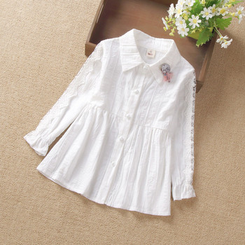 Κομψό παιδικό πουκάμισο για κορίτσια - τρία μοντέλα σε λευκό χρώμα