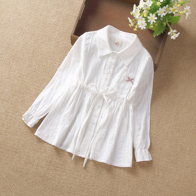 Κομψό παιδικό πουκάμισο για κορίτσια - τρία μοντέλα σε λευκό χρώμα