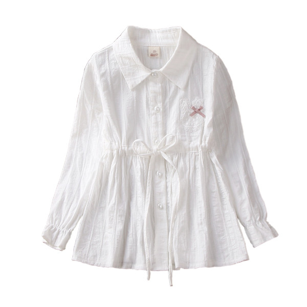 Κομψό παιδικό πουκάμισο για κορίτσια - τρία μοντέλα σε λευκό χρώμα