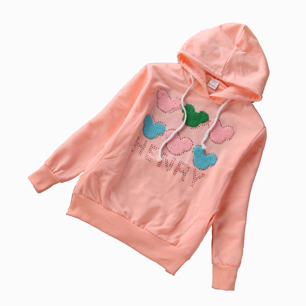 Bluza pentru copii sport-casual cu gluga si broderie colorata in mai multe culori