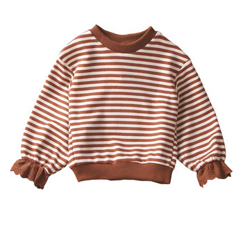 Μοντέρνα παιδική μπλούζα με ριγέ για τα κορίτσια σε δύο χρώματα