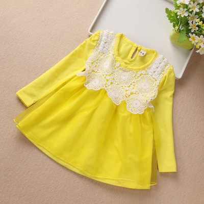 Model modern de croi rochie pentru copii cu dantela in mai multe culori