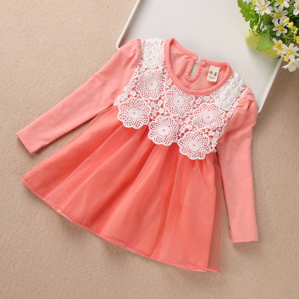 Model modern de croi rochie pentru copii cu dantela in mai multe culori