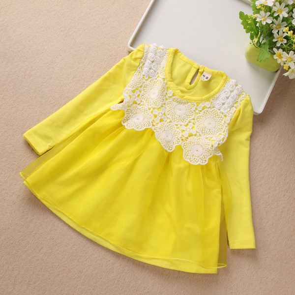 Model modern de croi rochie pentru copii cu dantela in mai multe culori