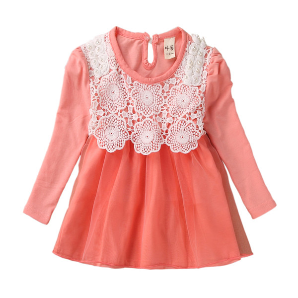 Model modern de croi rochie pentru copii cu dantela in mai multe culori