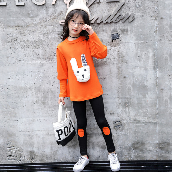 Μοντέρνο σετ για κορίτσια με μπλούζα και κολάν σε δύο χρώματα