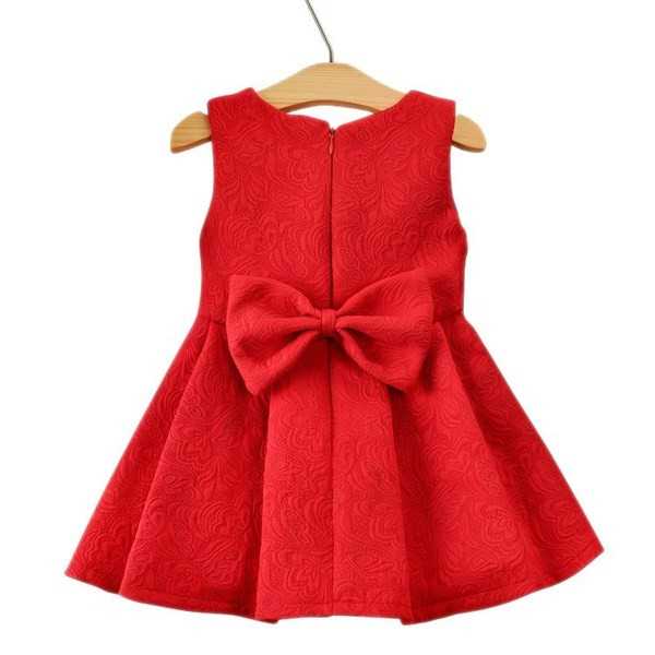 Μοντέρνο παιδικό φόρεμα με κορδέλα σε κόκκινο χρώμα