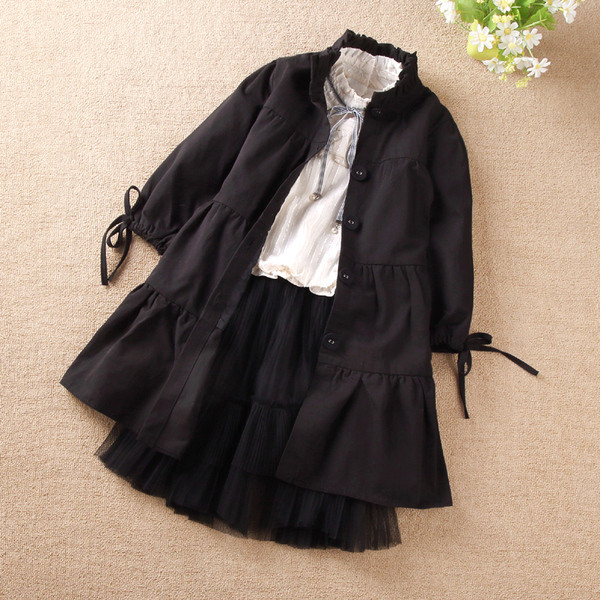 HIT Παιδικό ανοιξιάτικο μπουφάν  για κορίτσια σε μαύρο χρώμα