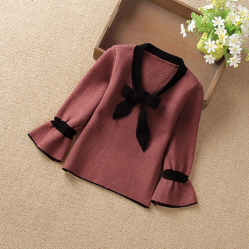 Зимна детска блуза за момичета с V-образно деколте в няколко цвята 