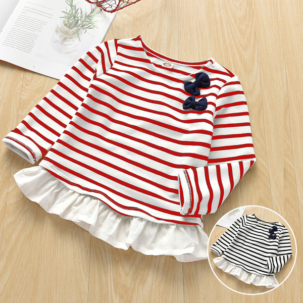 Παιδική ριγέ μπλούζα για κορίτσια σε μαύρο και κόκκινο χρώμα