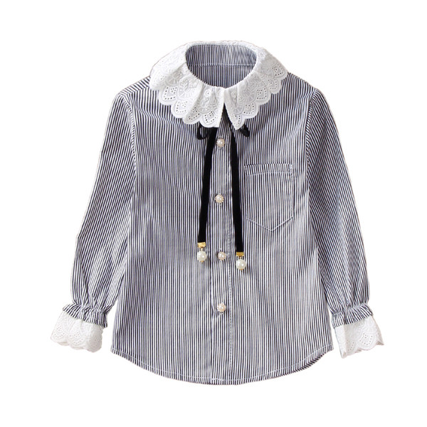 Απαλό παιδικό πουκάμισο για κορίτσια με δαντέλα-στοιχείο