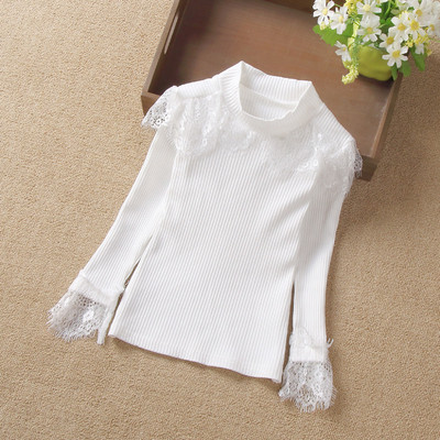 Modern gyerek blúz lányoknak csipkével több színben