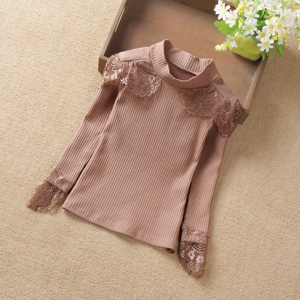 Modern gyerek blúz lányoknak csipkével több színben