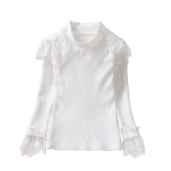 Modern gyerek blúz lányoknak csipkével több színben