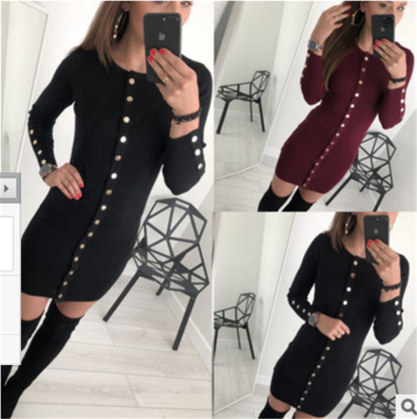 Modern női ruha Karcsú modell két színben gombokkal