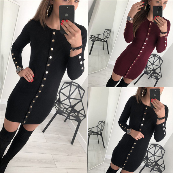 Modern női ruha Karcsú modell két színben gombokkal