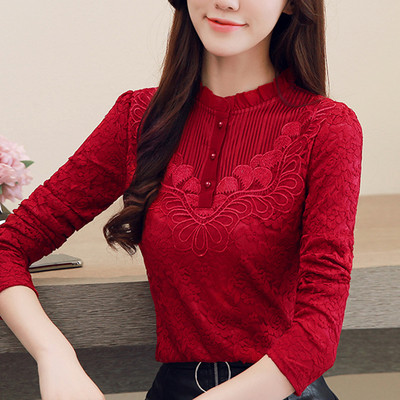 Női csipke ing O-alakú gallérral, négy színben