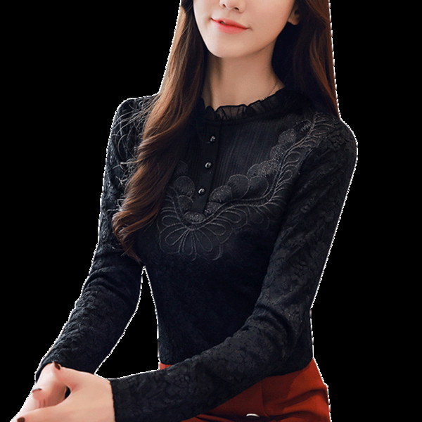 Női csipke ing O-alakú gallérral, négy színben