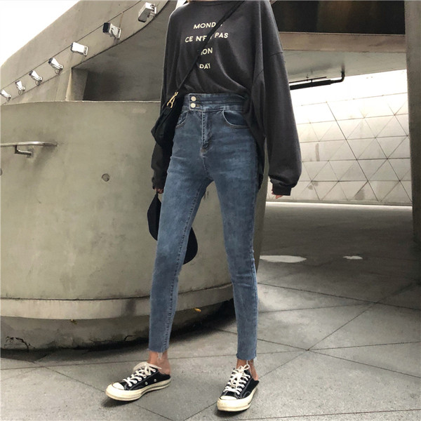 Alkalmi farmernadrág magas derékkal, két színben