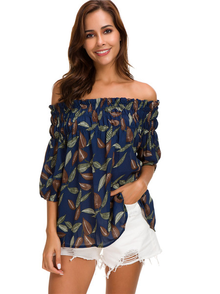 Κομψή  γυναικαία μπλούζα  - ευρύ μοτίβο