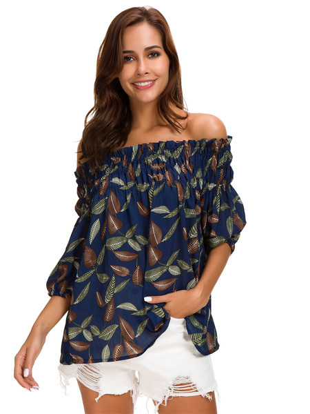 Κομψή  γυναικαία μπλούζα  - ευρύ μοτίβο