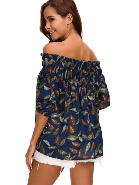 Κομψή  γυναικαία μπλούζα  - ευρύ μοτίβο