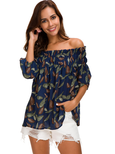 Κομψή  γυναικαία μπλούζα  - ευρύ μοτίβο