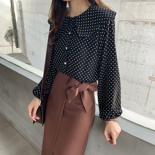 Stílusos női pöttyös ing három színben