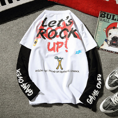 Modern férfi blúz fekete-fehér felirattal