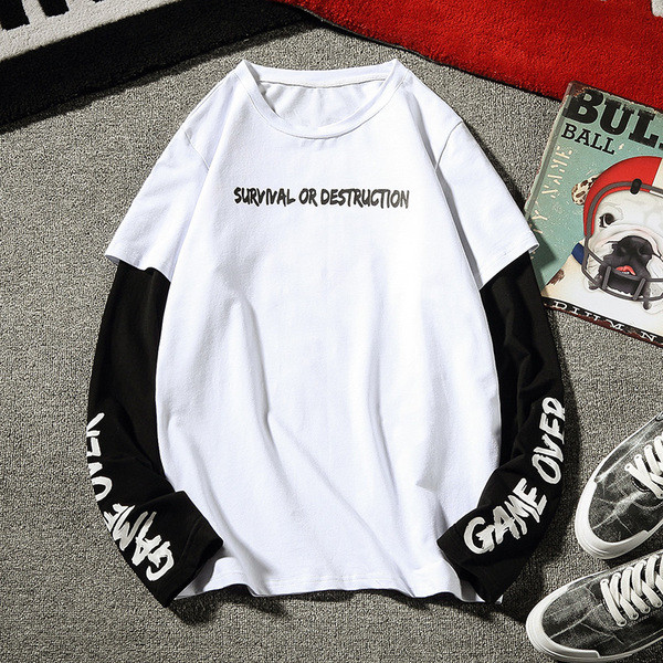 Modern férfi blúz fekete-fehér felirattal