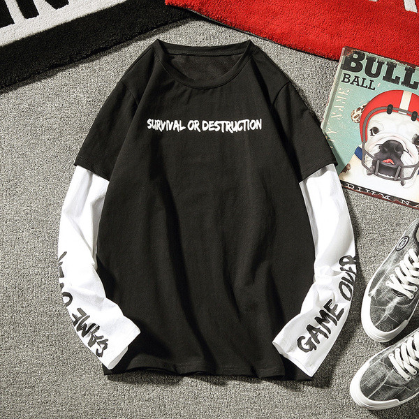 Modern férfi blúz fekete-fehér felirattal